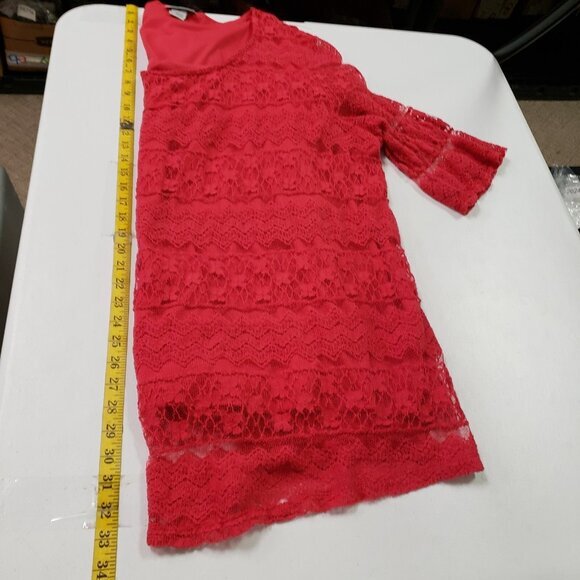 Catherines Womens Shabby Tiered Lace Top Size 3X Pink Sheer Feminine Romantic - Picture 7 of 9